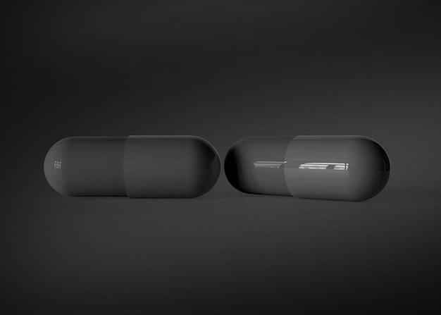 Foto ilustração 3d comprimidos isolados em fundo preto