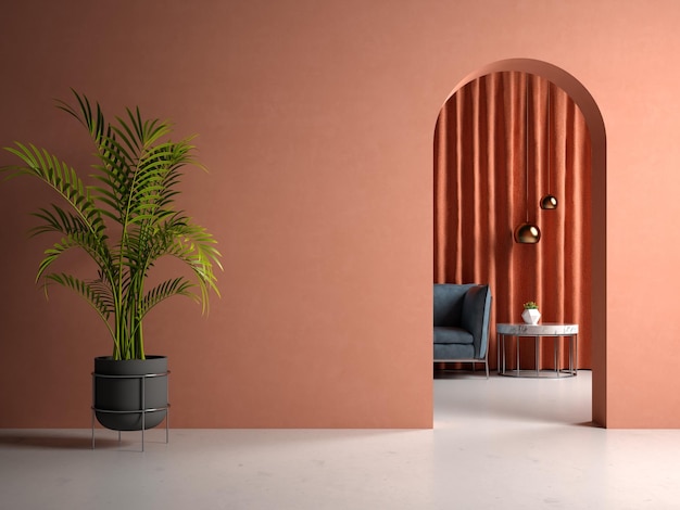 Ilustração 3D conceitual do interior da sala