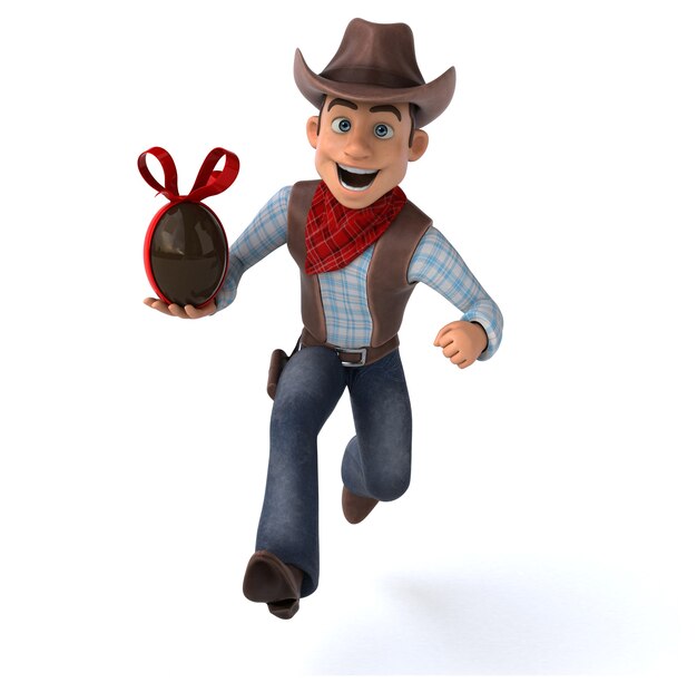 Ilustração 3D Cowboy engraçado