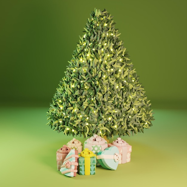 Foto ilustração 3d da árvore de natal