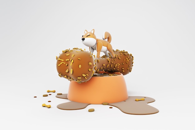 Ilustração 3d da atividade do cão