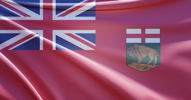 ilustração 3D da bandeira de manitoba em tecido ondulado