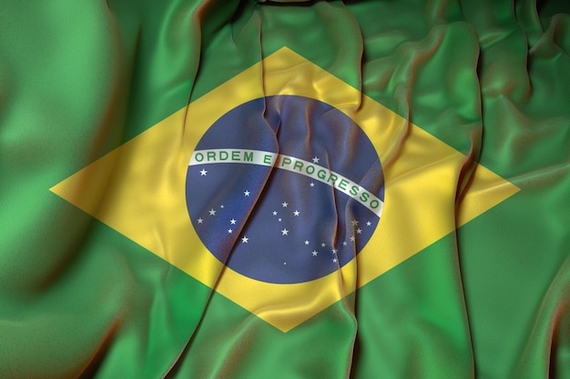 ilustração 3D da bandeira do brasil em tecido ondulado