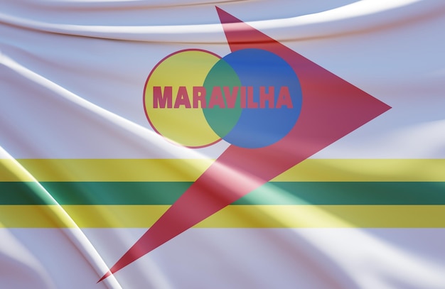 ilustração 3d da bandeira maravilha em tecido ondulado