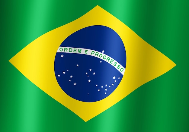 Ilustração 3d da bandeira nacional do Brasil vista de perto