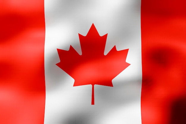 Ilustração 3D da bandeira têxtil do Canadá