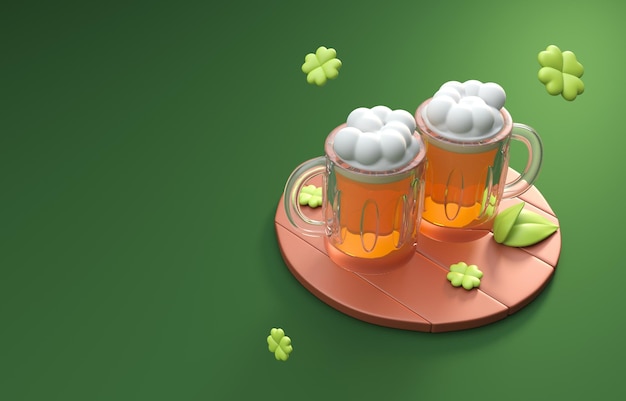 Ilustração 3D da cerveja do dia de São Patrício