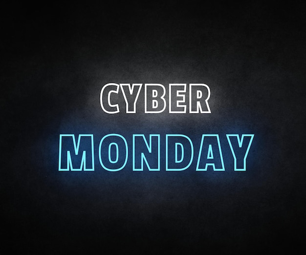 Ilustração 3D da Cyber Monday - Iluminação Neon - Tipografia