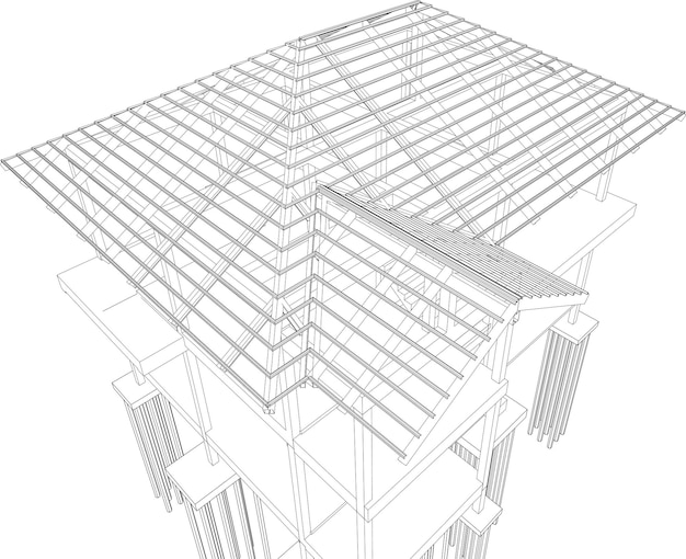 Ilustração 3D da estrutura do edifício