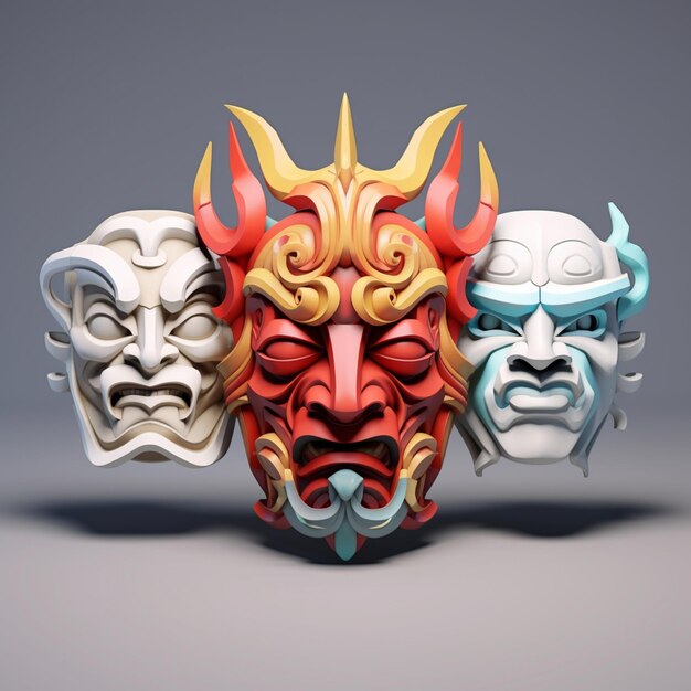 Foto ilustração 3d da forma de uma máscara de sinigami