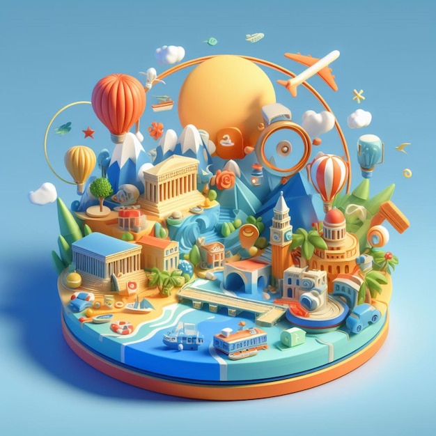 Ilustração 3D da Grécia com fundo cinza