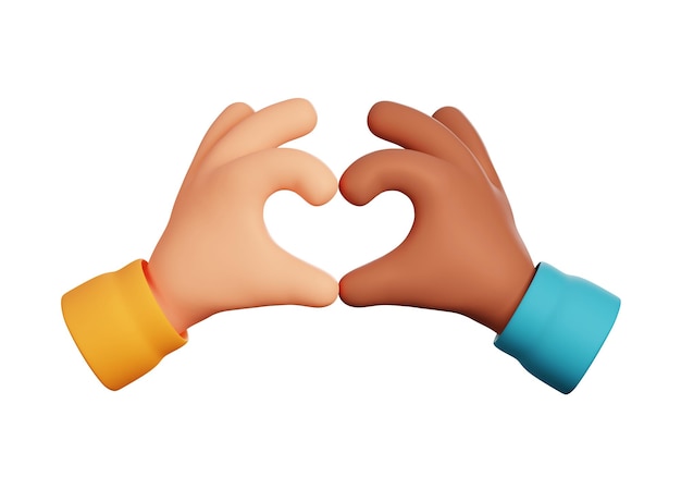 ilustração 3D da mão faz símbolo de amor