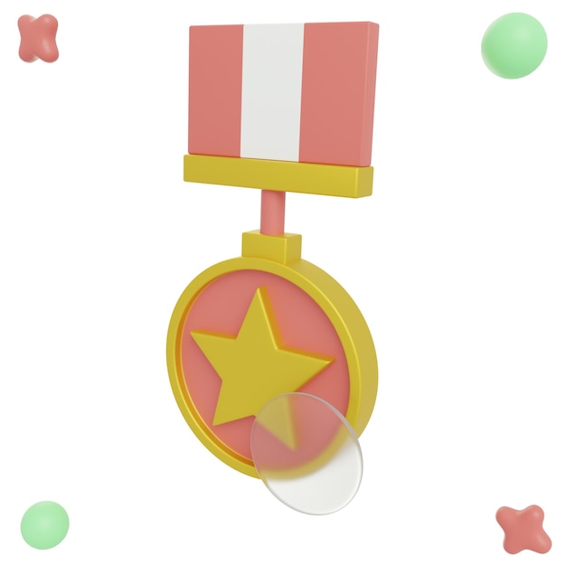 Ilustração 3D da medalha