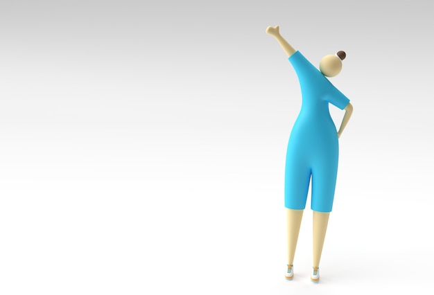 Ilustração 3d da mulher em pé, 3d render design.