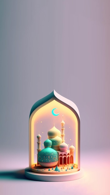 Ilustração 3d da postagem de mídia social ramadan mubrarak