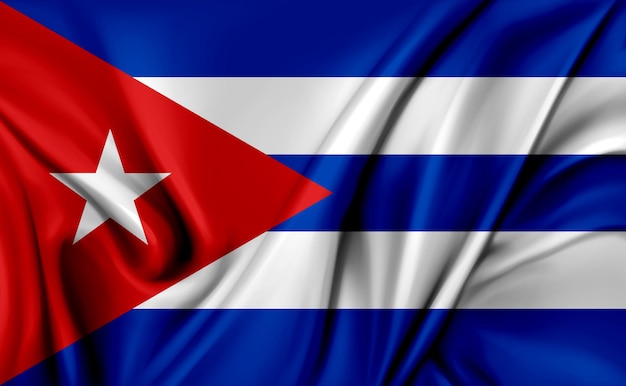 Foto ilustração 3d da textura de ondulação da bandeira de cuba