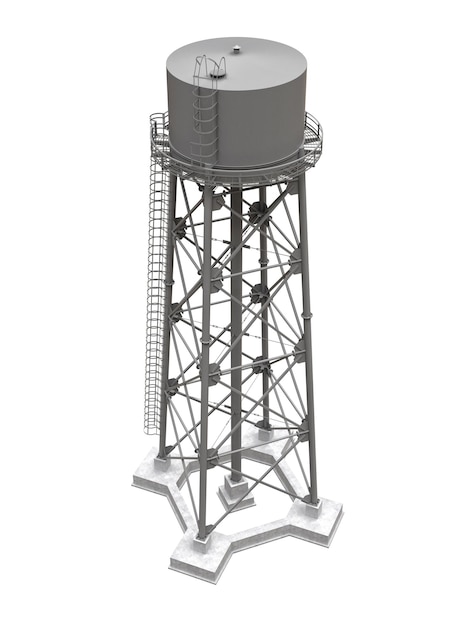 Ilustração 3d da torre de água isolada no fundo branco