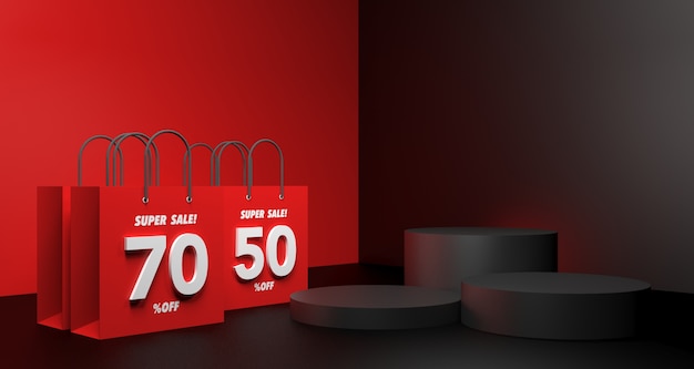 Ilustração 3d da venda da black friday