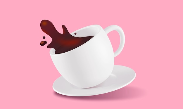 ilustração 3d da xícara de café branca com pires