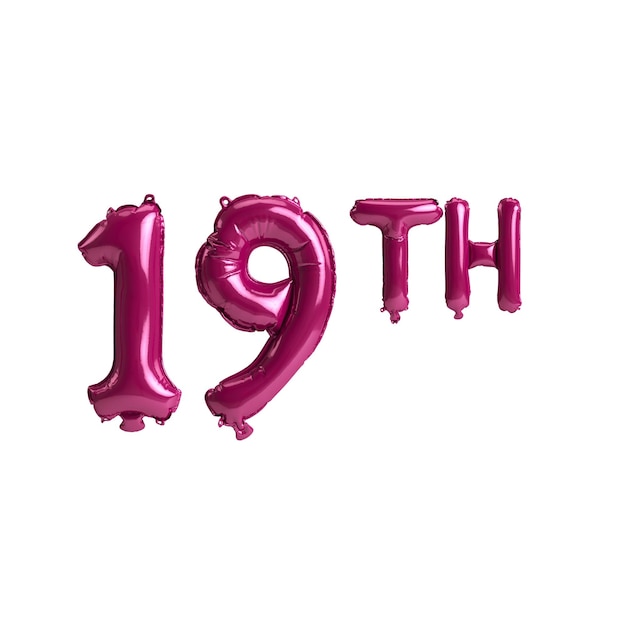 ilustração 3D de 19 balões rosa escuros isolados no fundo