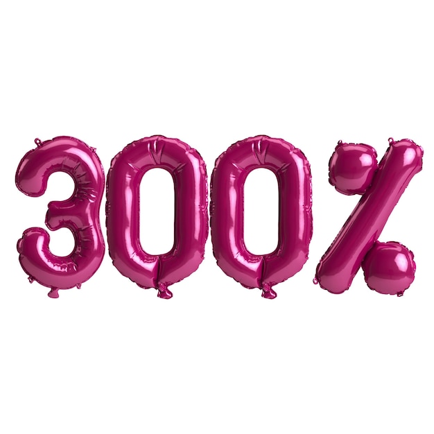 ilustração 3D de 300 por cento de balões rosa escuros isolados no fundo