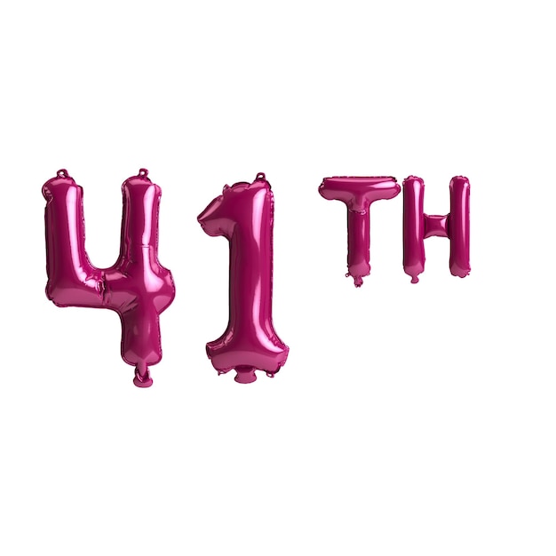 ilustração 3D de 41 balões rosa escuros isolados no fundo