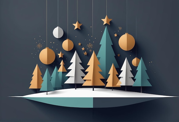 Ilustração 3d de árvore de Natal abstrata com neve em um fundo cinzento ilustração 3d de abstração