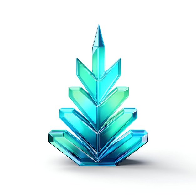 Ilustração 3D de árvore de Natal de cristal azul isolada em fundo branco