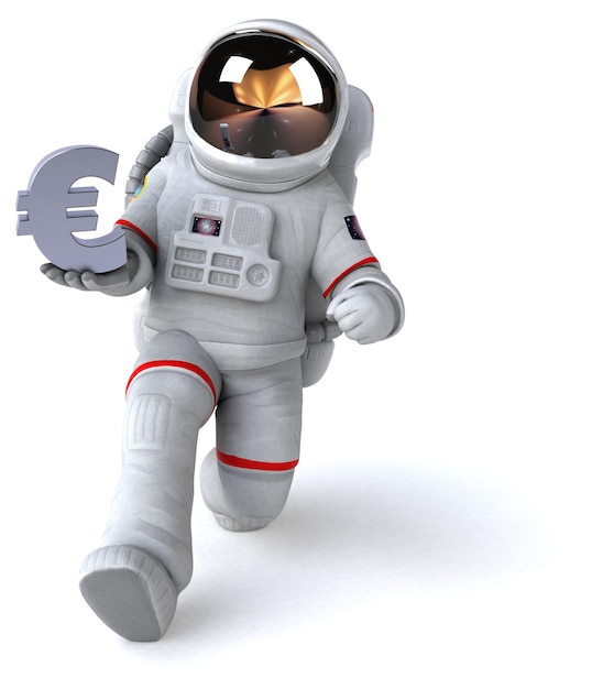 Ilustração 3D de astronauta engraçado