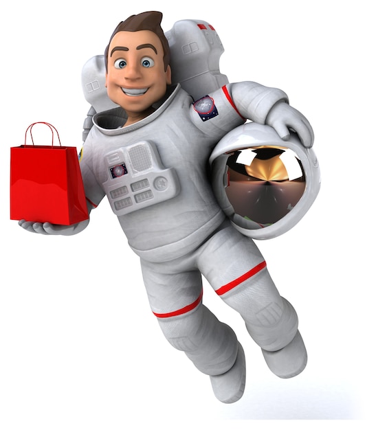 Ilustração 3d de astronauta engraçado