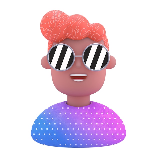 Ilustração 3D de avatar com gafas