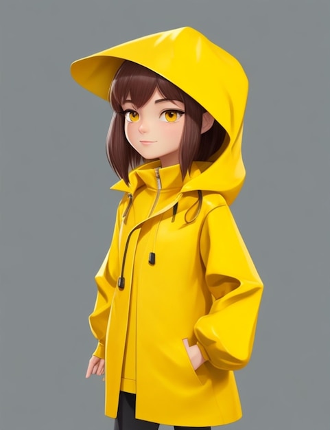 Foto ilustração 3d de avatar de menina em amarelo