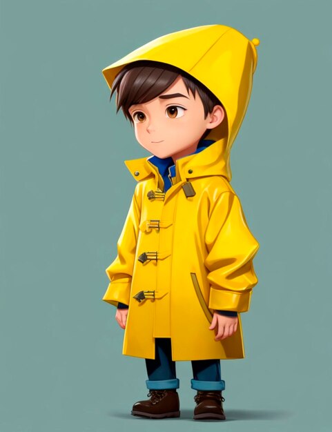 Ilustração 3D de avatar de menino em amarelo