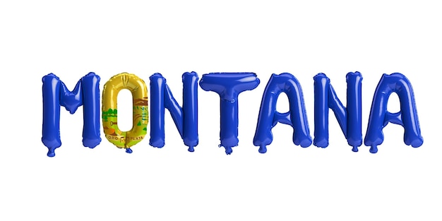 ilustração 3D de balões de montanaletter com as cores da bandeira do estado isoladas no fundo branco