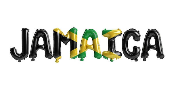 ilustração 3D de balões Jamaicaletter com cor de bandeiras isoladas em branco