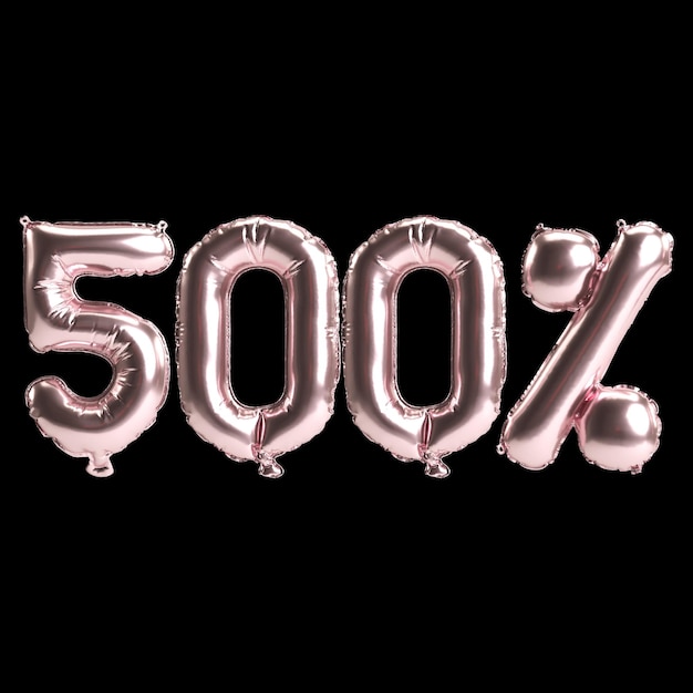ilustração 3D de balões rosa de 500 por cento isolados no fundo