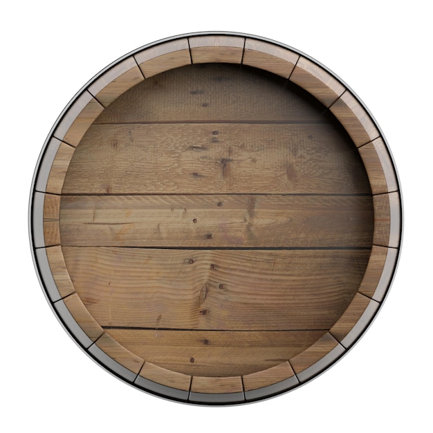 Ilustração 3D de barril de madeira isolado em fundo branco