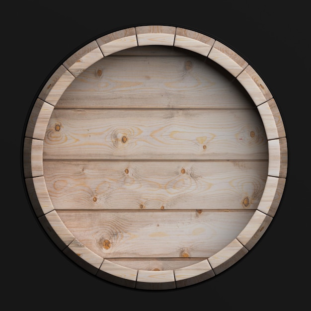 Ilustração 3D de barril de madeira isolado em fundo preto