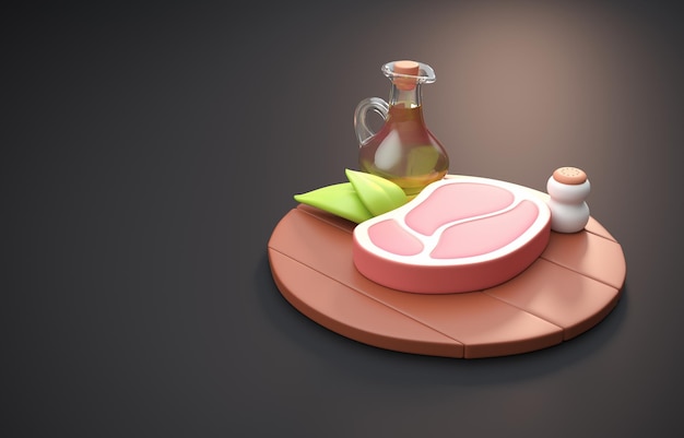 Ilustração 3D de bife 3D isolado