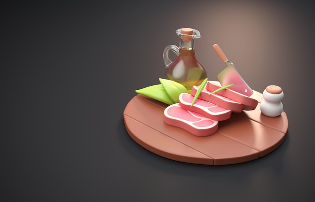 Ilustração 3d de bife 3d isolado