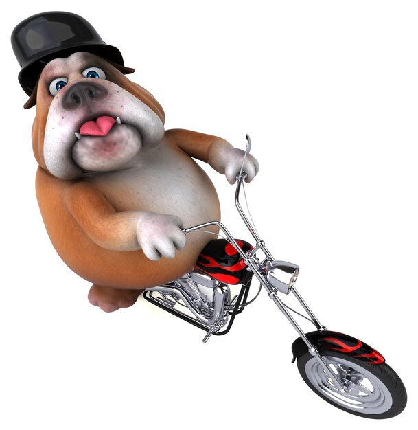 Ilustração 3d de bulldog divertido