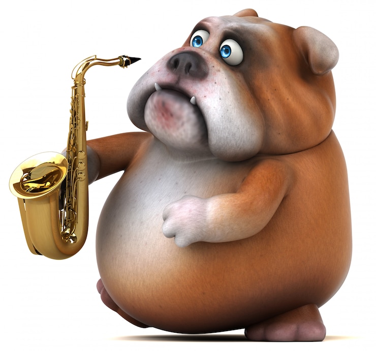 Foto ilustração 3d de bulldog divertido