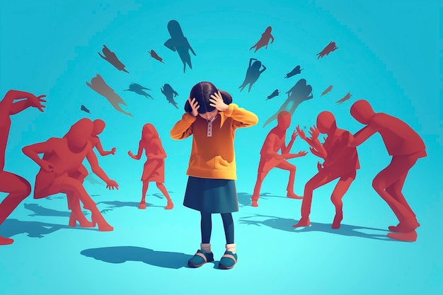 Ilustração 3D de bullying