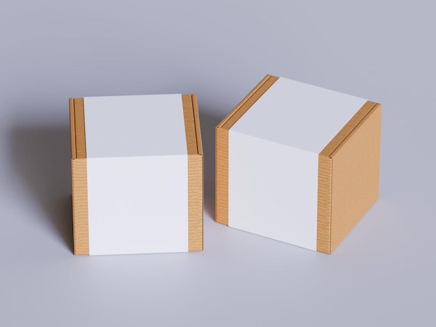 Ilustração 3D de caixas de papelão para presentes