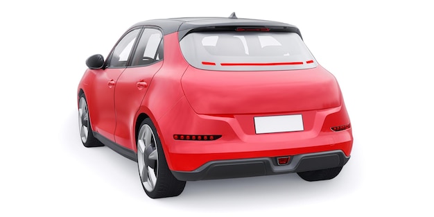 Foto ilustração 3d de carro hatchback elétrico bonitinho vermelho