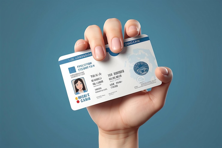 Foto ilustração 3d de cartão de identificação de mão