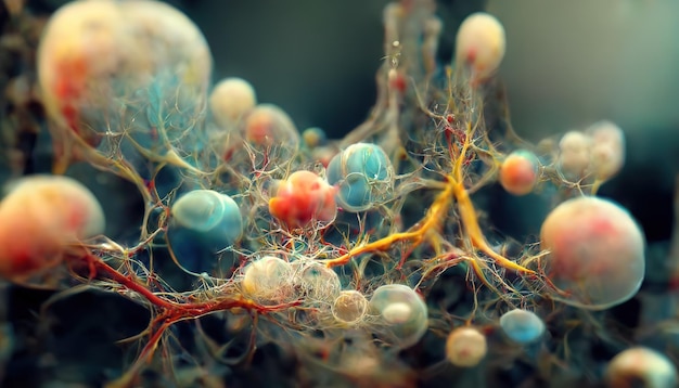 Ilustração 3D de células nervosas ativas