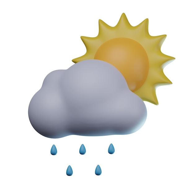 Ilustração 3D de chuva ensolarada