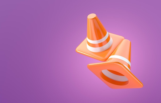 Foto ilustração 3d de cones de segurança isolados