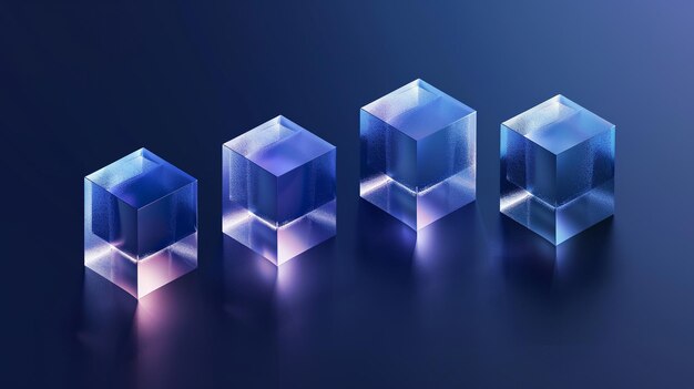 Ilustração 3D de cubos em um fundo azul escuro renderização 3D